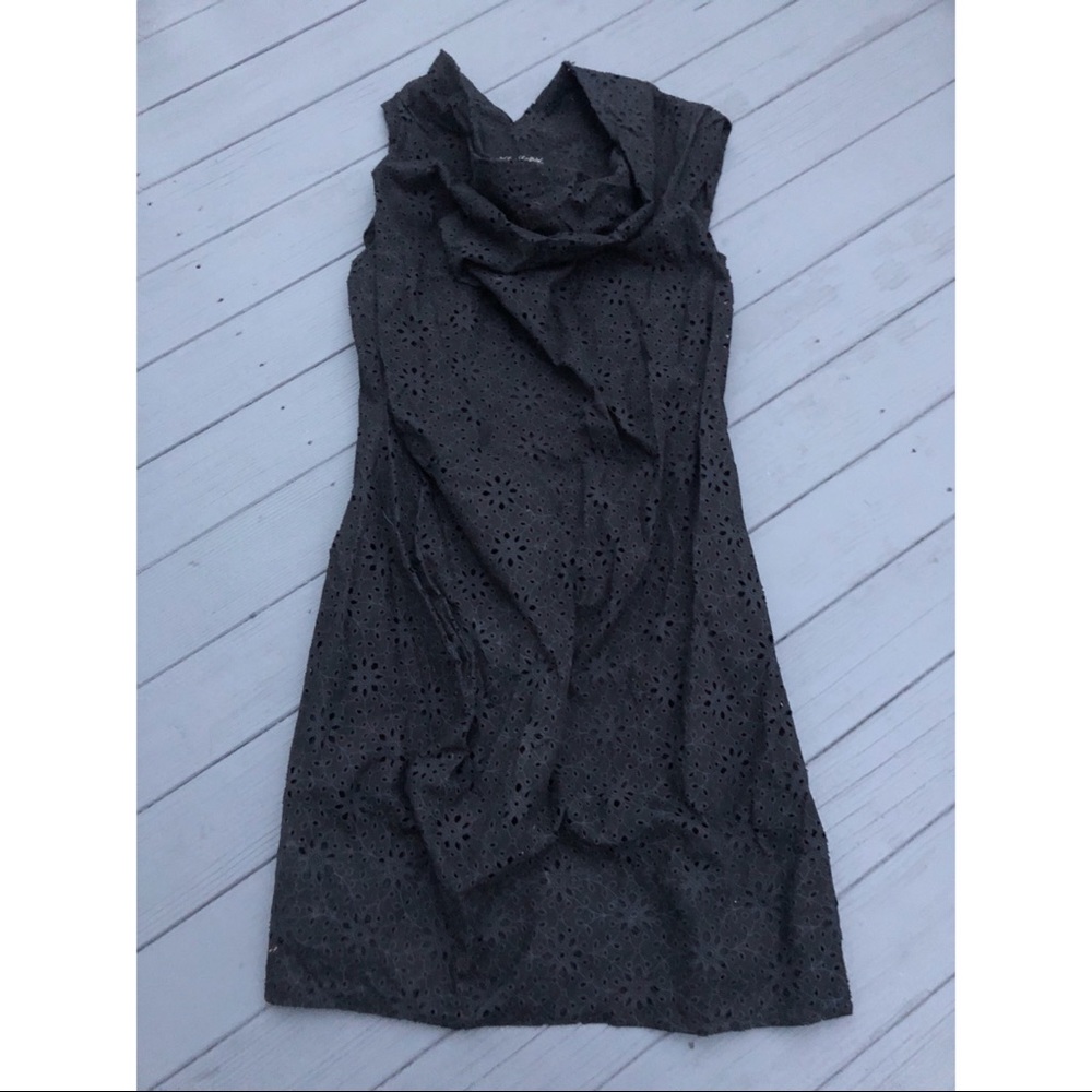 All Saints black cowl neck eyelet mini dress S - Picture 6 of 8